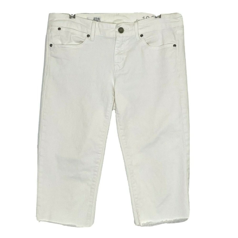 GAP Women's size 27 4R Always Skinny Denim Capris Crop Pants Jeans Raw Hem White